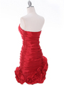 3158 Red Strapless Pleated Cocktail Dress - Red, Back View Thumbnail
