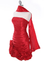 3158 Red Strapless Pleated Cocktail Dress - Red, Alt View Thumbnail