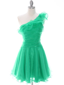 3168 Green One Shoulder Homecoming Dress, Green