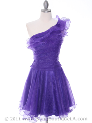 3168 Purple One Shoulder Bridesmaid Dress, Purple
