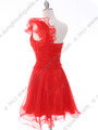 3168 Red One Shoulder Cocktail Dress - Red, Back View Thumbnail
