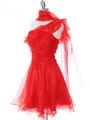 3168 Red One Shoulder Cocktail Dress - Red, Alt View Thumbnail