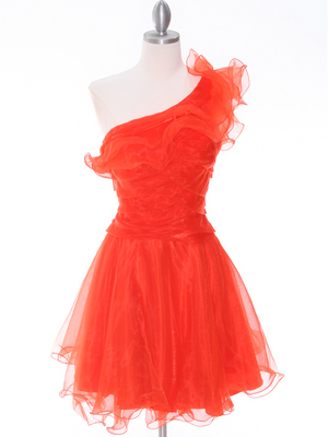 3168 Tangerine One Shoulder Homecoming Dress, Tangerine