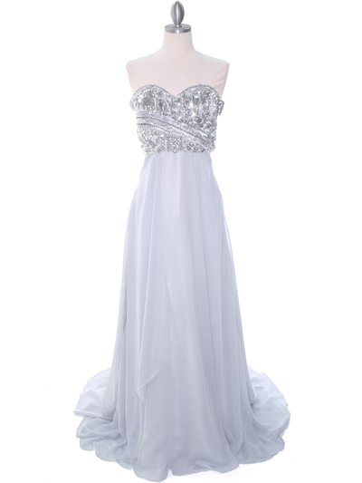 3179 Silver Sequins Evening Dress - Silver, Front View Medium