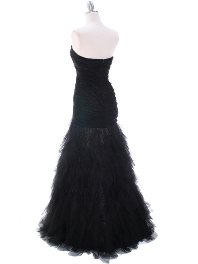 3183 Black Lace Evening Dress - Black, Back View Medium