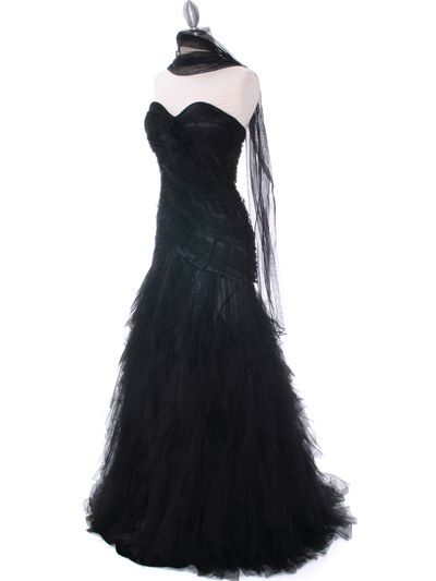 3183 Black Lace Evening Dress - Black, Alt View Medium