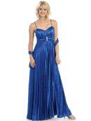 Pleated Shimmer Sweetheart Evening Dress