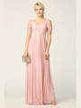 3321 Empire Waist Off Shoulder Evening Dress - Dusty Rose, Front View Thumbnail
