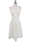 Ivory Halter Top Chiffon Cocktail Dress