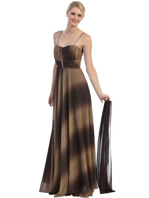 3364 Glittering Two-tone Evening Dress, Brown