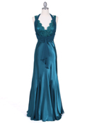 Teal Charmeuse Gown