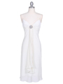 3574 Ivory Pleated Satin Top Dress - Ivory, Front View Thumbnail