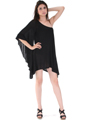 3623 One Sleeve Knitted Casual Dress - Black, Front View Thumbnail