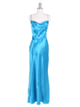 Turquoise Silky Satin Evening Dress