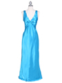 3687 Turquoise Satin Evening Dress - Turquoise, Front View Thumbnail