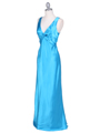 3687 Turquoise Satin Evening Dress - Turquoise, Alt View Thumbnail