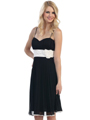 3727 Sweetheart Neckline Pleated Cocktail Dress - Black White, Front View Thumbnail