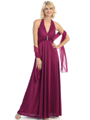 3731 Pleated Halter Evening Dress - Plum, Front View Thumbnail