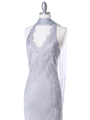 3762 Silver Chiffon Halter Evening Dress - Silver, Alt View Thumbnail