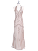 Taupe Chiffon Halter Evening Dress
