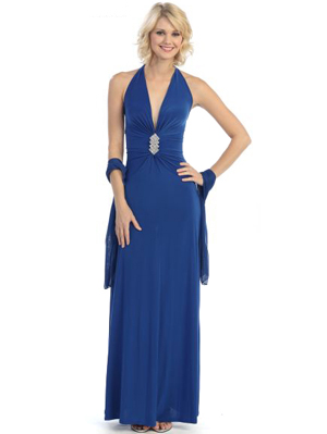 3798 Halter Evening Dress, Royal Blue