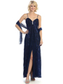 3799 Shimmer Sweetheart Evening Dress - Royal Blue Black, Front View Thumbnail
