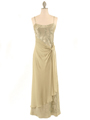 3802 Olive Satin Evening Dress - Olive, Front View Thumbnail