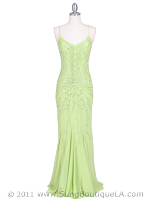 3844 Sassy Lime Color Evening Dress, Lime