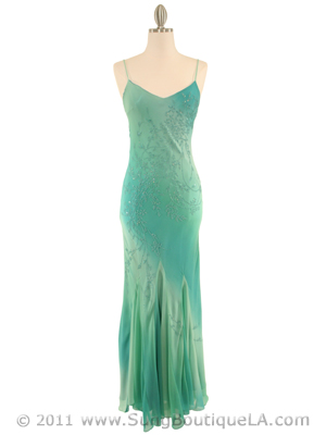 3845 Aqua Tie Dye Evening Dress, Aqua
