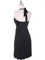 3929D Black Halter Pleated Dress with Rhinestone Buckle - Black, Back View Thumbnail