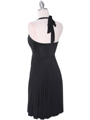 3929D  Black Halter Pleated Dress with Rhinestone Buckle - Back Image