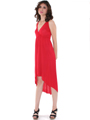 3952 High Low Tank Dress - Red, Front View Thumbnail