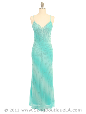 3959 Aqua Tie Dye Evening Dress, Aqua
