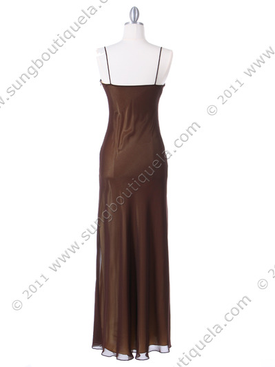 3991 BrownGold Mesh Chiffon Evening Dress - Brown Gold, Back View ...