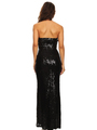 40-3121 Strapless Sequin Evening Dress with Slit - Black, Back View Thumbnail