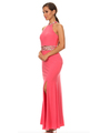 40-3189 High Neck Prom Evening Dress with Slit - Coral, Alt View Thumbnail