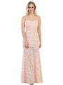 40-3219 Cap Sleeve Evening Dress with Illusion Neckline - Blush, Front View Thumbnail