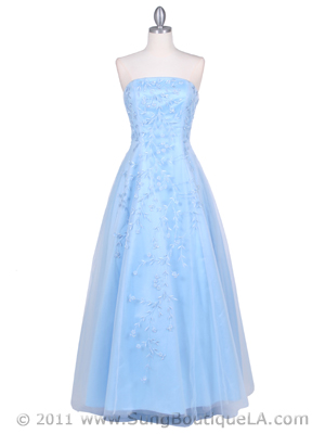 4002 Baby Blue Laced Embroidery Prom Gown, Baby Blue