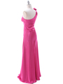 4021 Hot Pink One Shoulder Evening Dress - Hot Pink, Back View Thumbnail