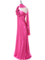 4021 Hot Pink One Shoulder Evening Dress - Hot Pink, Alt View Thumbnail