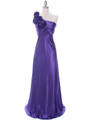 4021 Purple One Shoulder Evening Dress - Purple, Front View Thumbnail