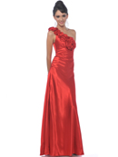 One Shoulder Charmeuse Evening Dress