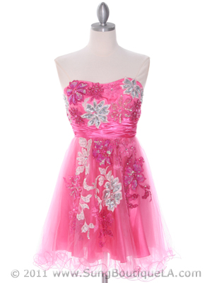 4030 Pink Strapless Homecoming Dress, Pink
