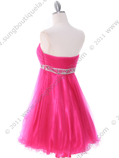 4051 Hot Pink Homecoming Dress - Hot Pink, Back View Medium
