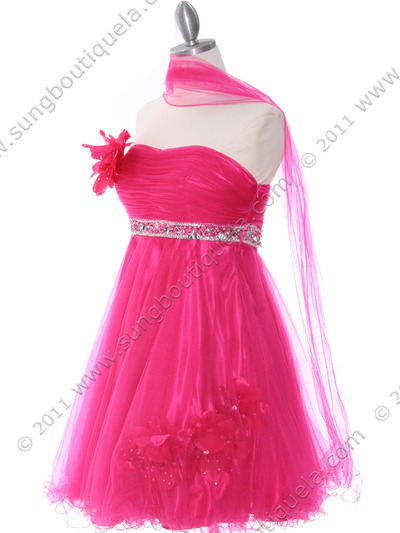 4051 Hot Pink Homecoming Dress - Hot Pink, Alt View Medium