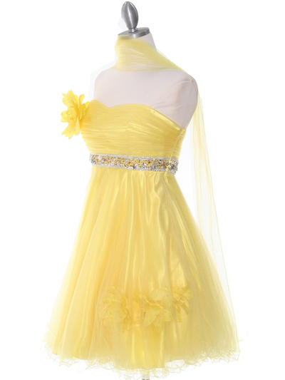 4051 Yellow Cocktail Dress - Yellow, Alt View Medium