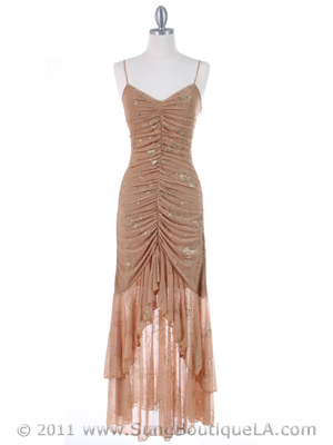 4083 Gold Glitter Evening Dress, Gold