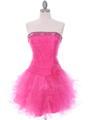 415 Hot Pink Beaded Short Prom Dress - Hot Pink, Front View Thumbnail