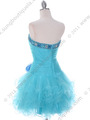 415 Turquoise Beaded Short Prom Dress - Turquoise, Back View Thumbnail