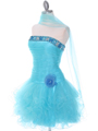 415 Turquoise Beaded Short Prom Dress - Turquoise, Alt View Thumbnail